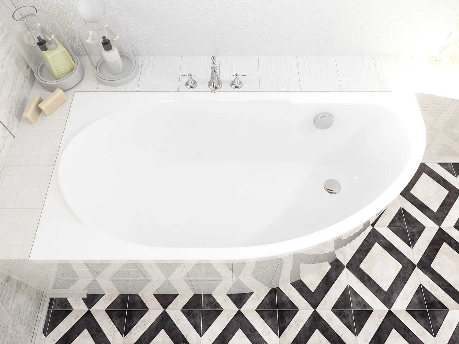 Badewanne Eckwanne MIKI 145x85 Rechts mit Styroporverkleidung | Ablauf & Füße GRATIS !