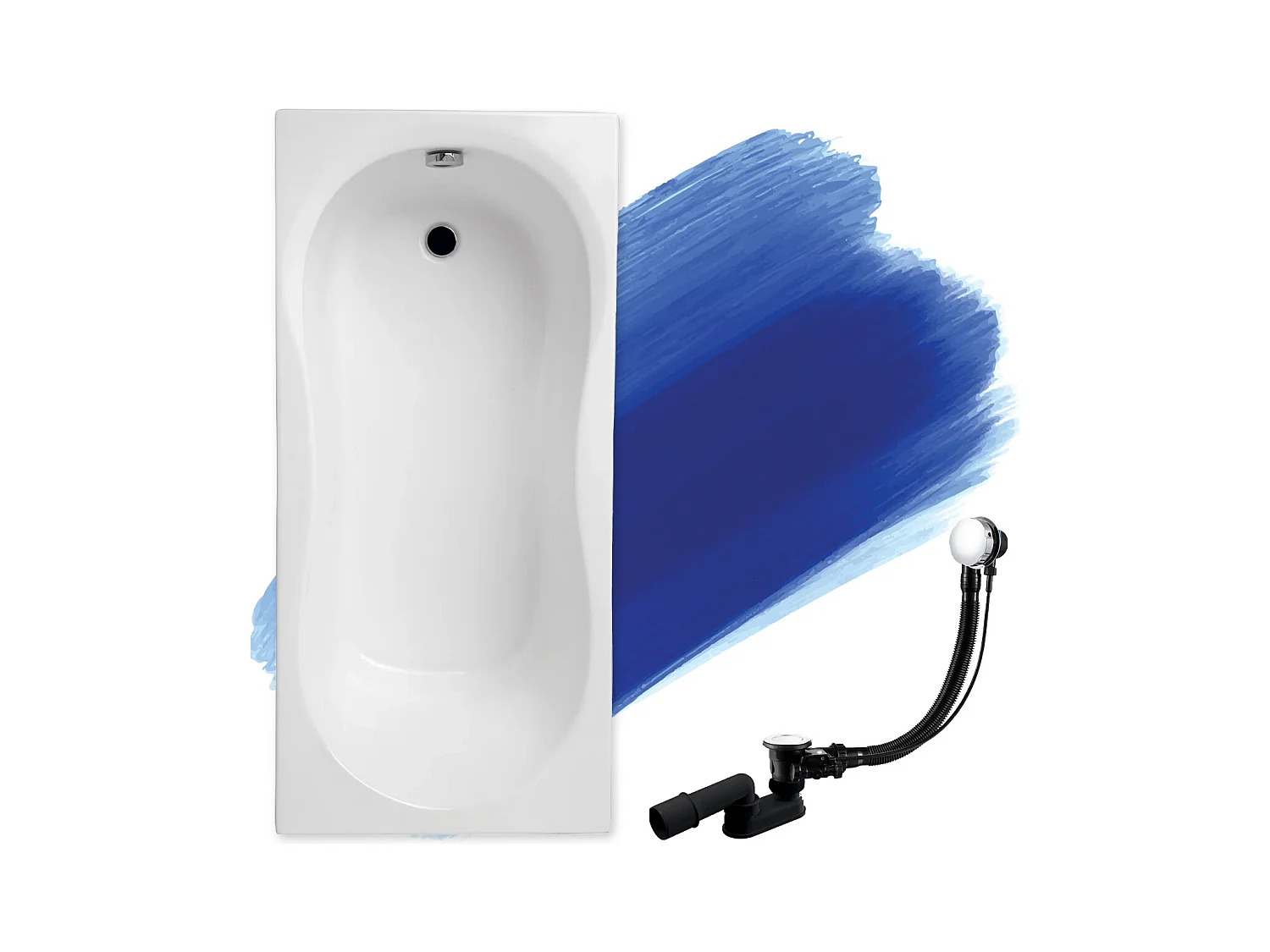 Baignoire rectangulaire 150x70 GRACJA acrylique blanc, sans Habillage + Pieds + Vidage à chromé