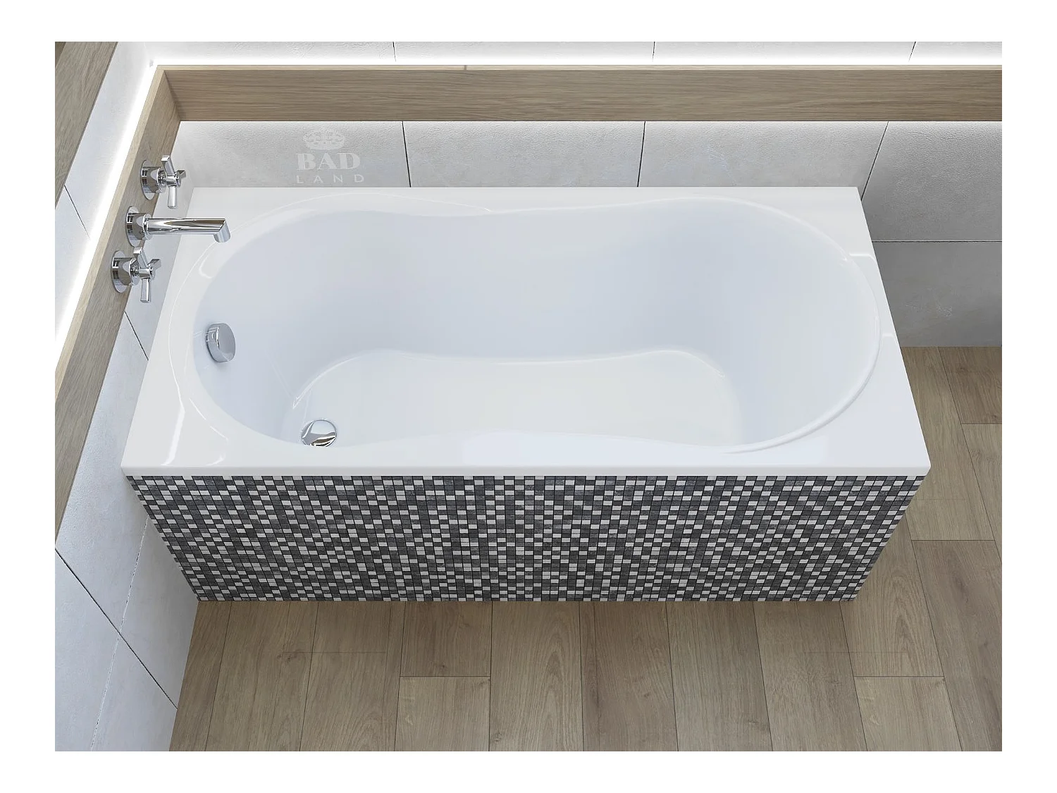 Baignoire rectangulaire 150x70 GRACJA acrylique blanc, sans Habillage + Pieds + Vidage à chromé