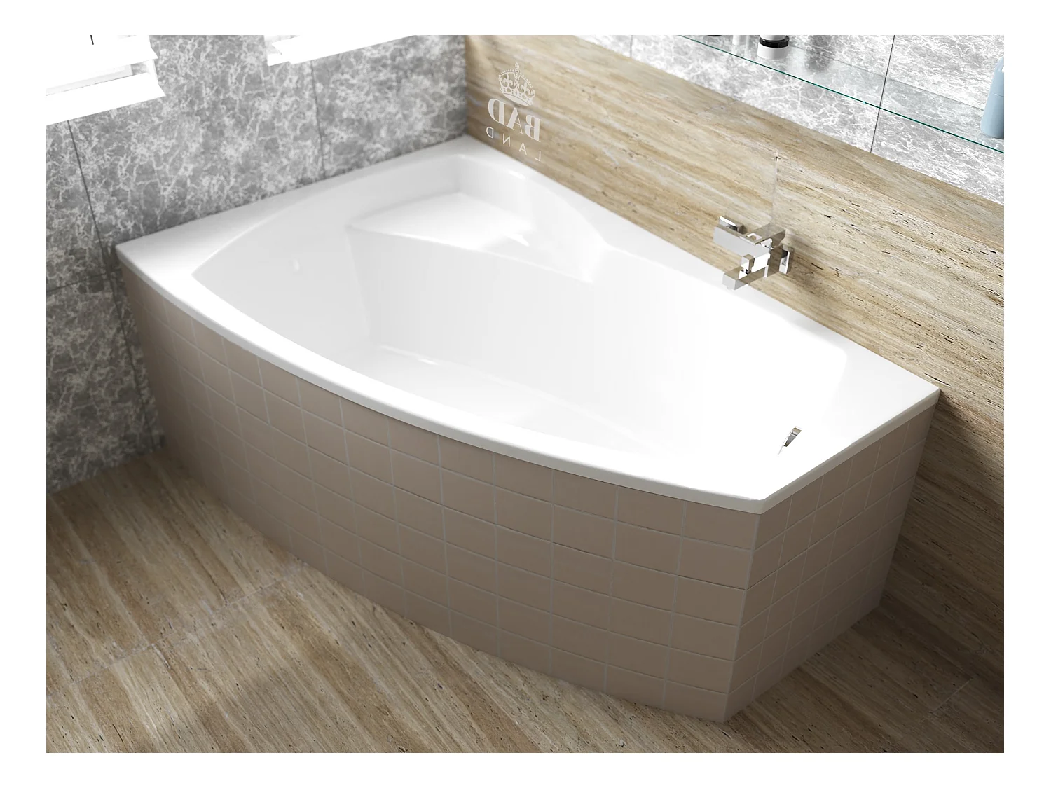 Badewanne Eckwanne FRIDA 150x100 Links | Ablauf & Füße GRATIS !