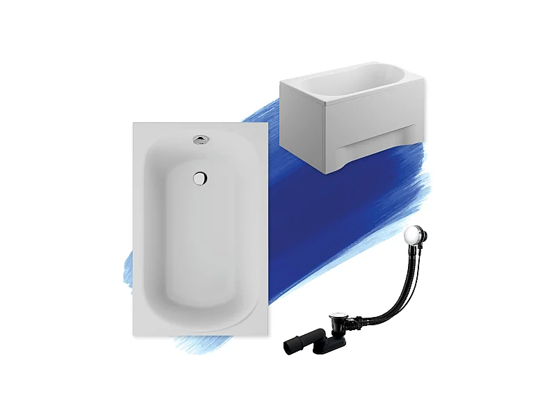 Rechthoekige badkuip MINI 100x65 met acrylrand | Afvoer &amp; voeten GRATIS!