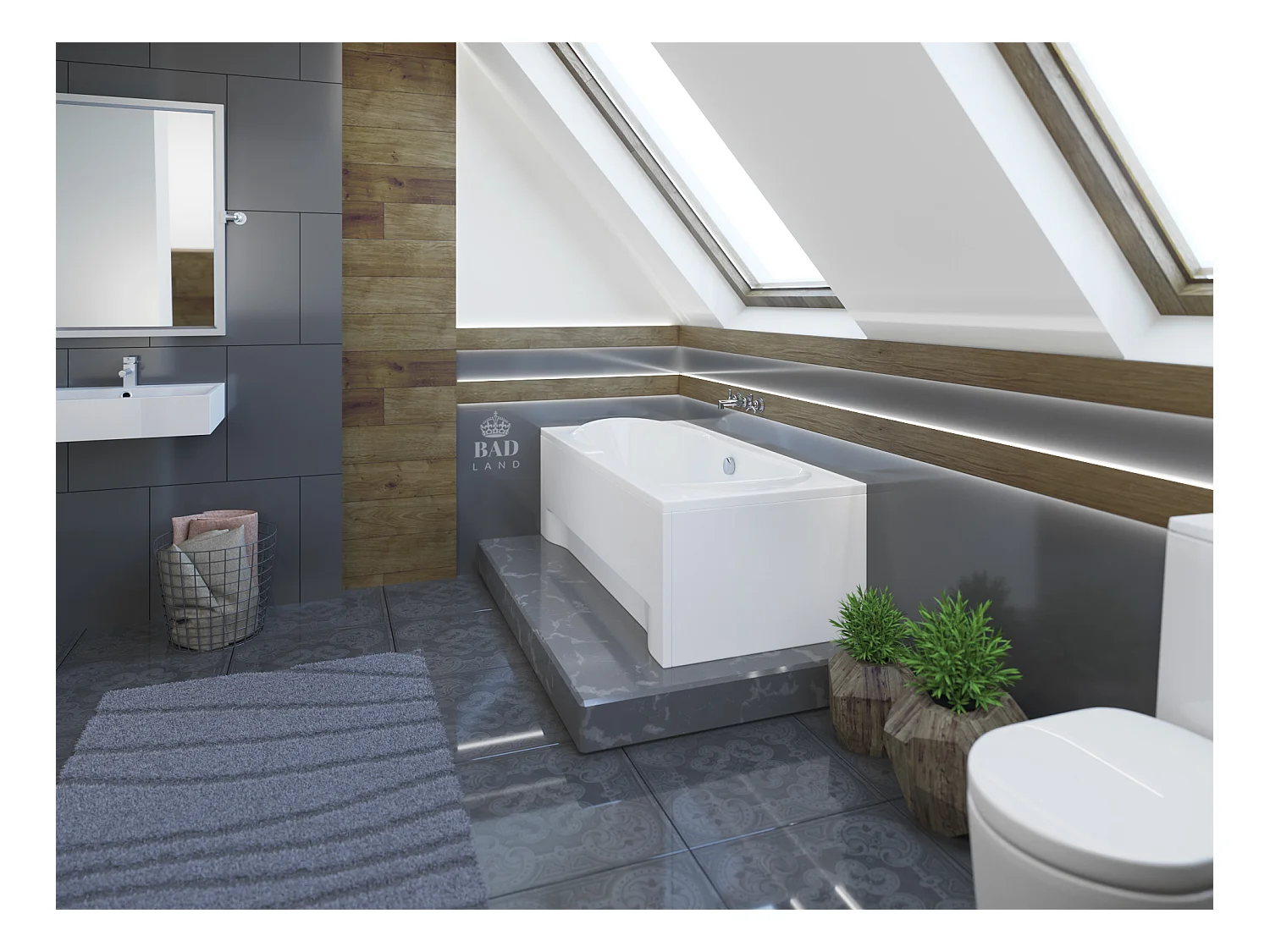 Baignoire rectangulaire 170x80 LONG acrylique blanc, sans Habillage + Pieds + Vidage à chromé