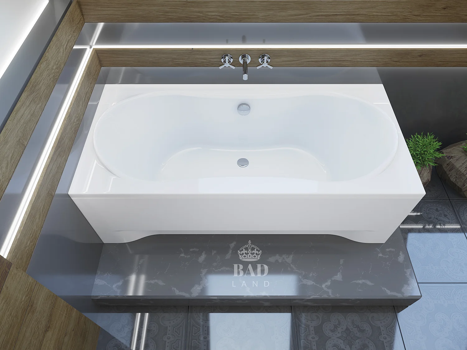 Baignoire rectangulaire 170x80 LONG acrylique blanc, sans Habillage + Pieds + Vidage à chromé