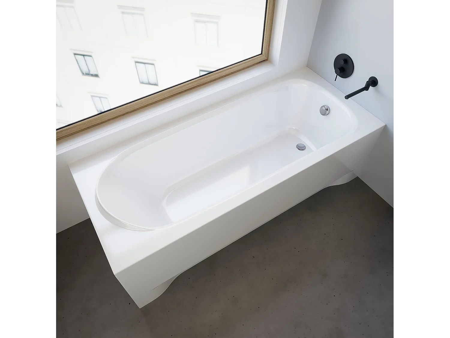 Badewanne Rechteck MEDIUM 170x75 mit AcrylSchürze | Ablauf & Füße GRATIS !