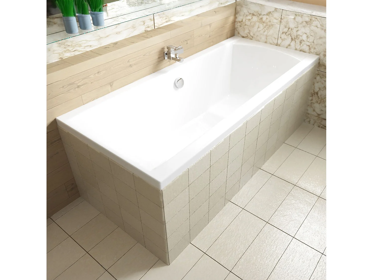 Badewanne Rechteck INES 180x80 mit Styroporverkleidung | Ablauf & Füße GRATIS !