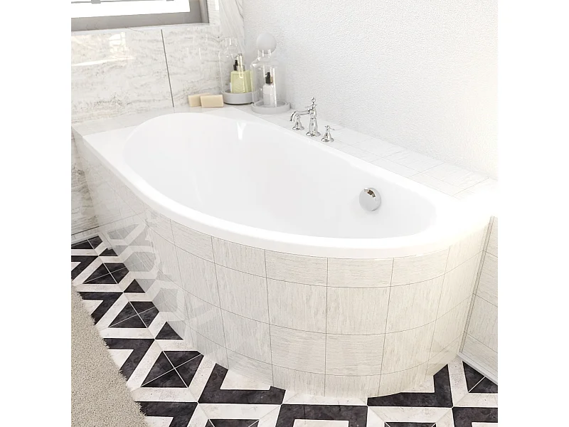 Badewanne Eckwanne MIKI 140x70 Links mit Styroporverkleidung | Ablauf & Füße GRATIS !