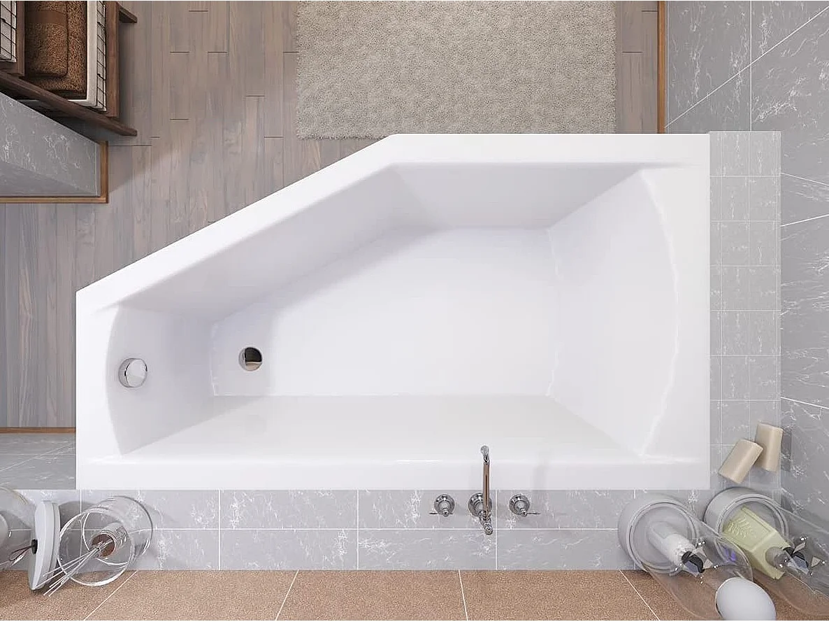 Badewanne Eckwanne SELENA 160x90 Links mit Styroporverkleidung | Ablauf & Füße GRATIS !