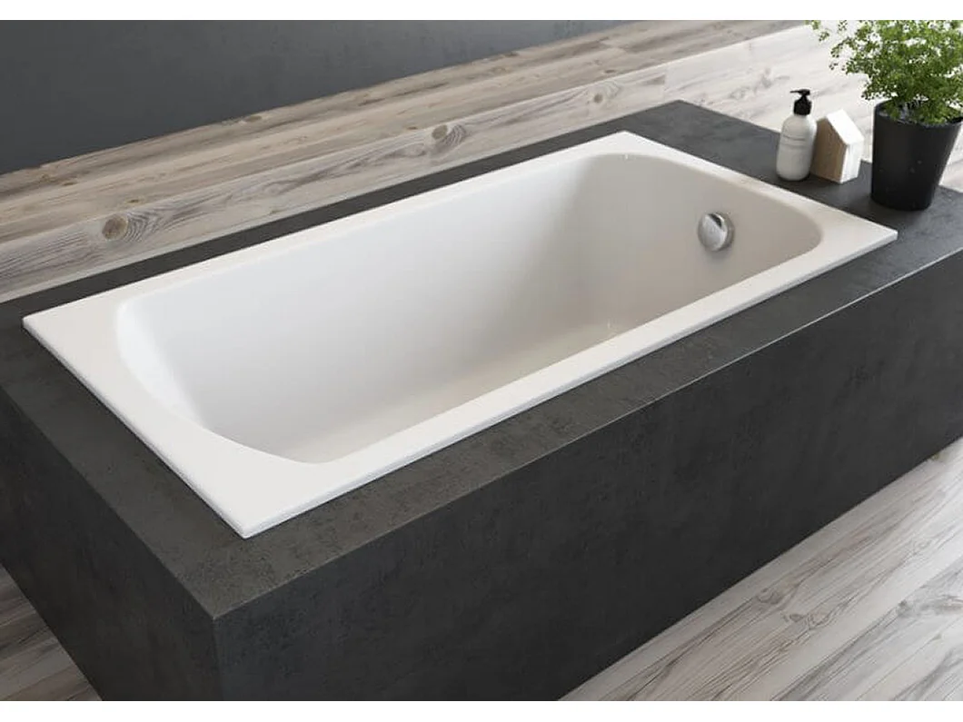 Baignoire rectangulaire 140x70 CLASSIC SLIM acrylique blanc, sans Habillage + Pieds + Vidage à chromé
