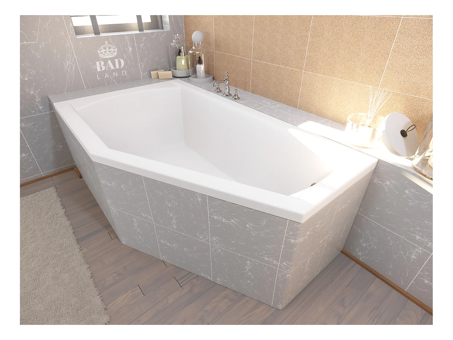 Badewanne Eckwanne SELENA 150x90 Links | Ablauf & Füße GRATIS !