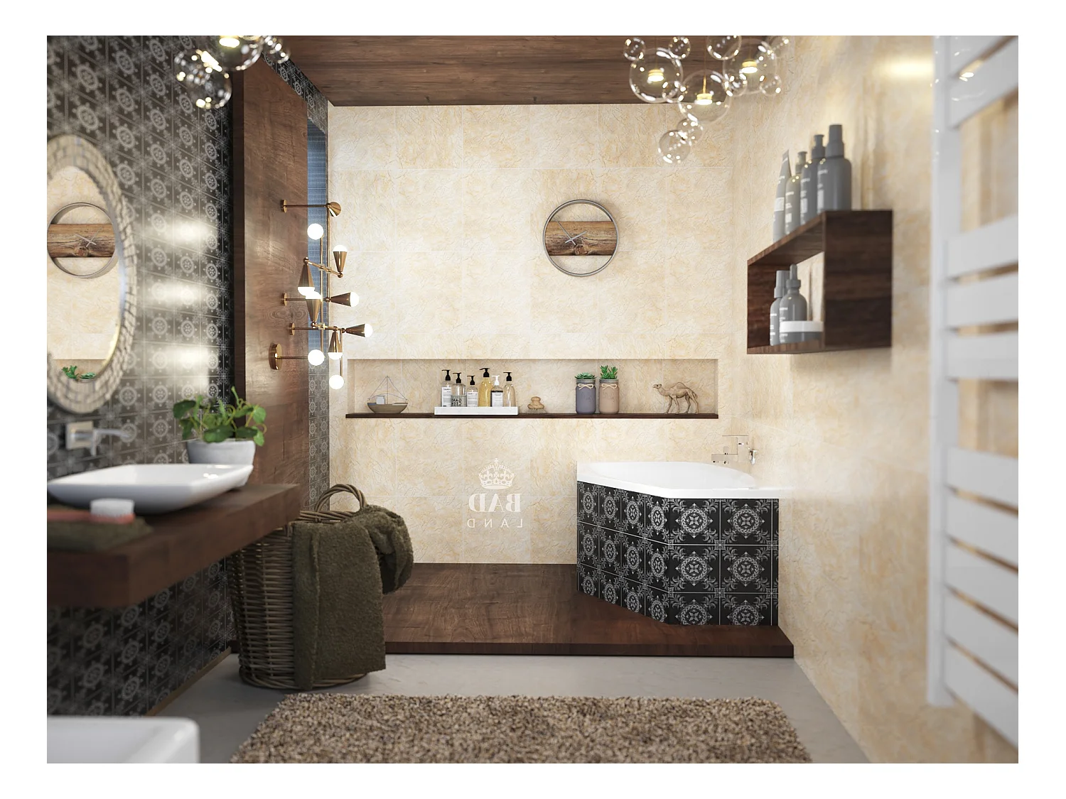 Baignoire asymétrique 140x80 Gauche MARIKA acrylique blanc, sans Habillage + Pieds + Vidage à chromé