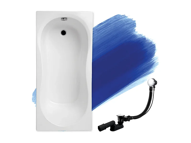 Baignoire rectangulaire 170x75 GRACJA acrylique blanc, sans Habillage + Pieds + Vidage à chromé