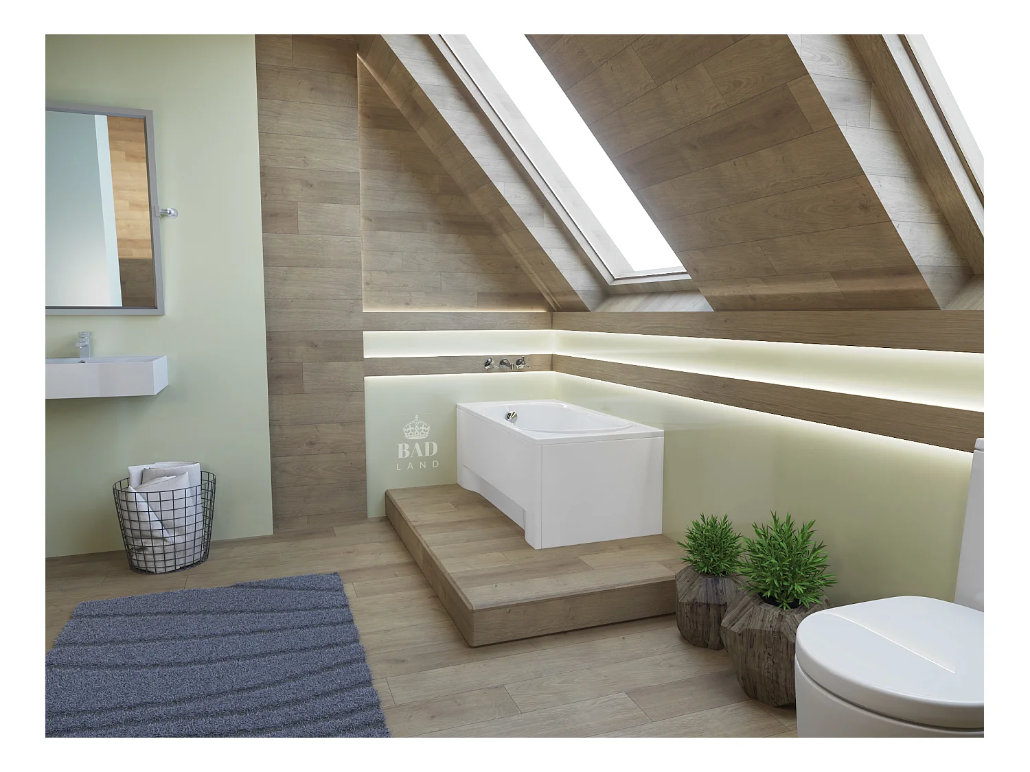 Baignoire rectangulaire 170x75 GRACJA acrylique blanc, sans Habillage + Pieds + Vidage à chromé