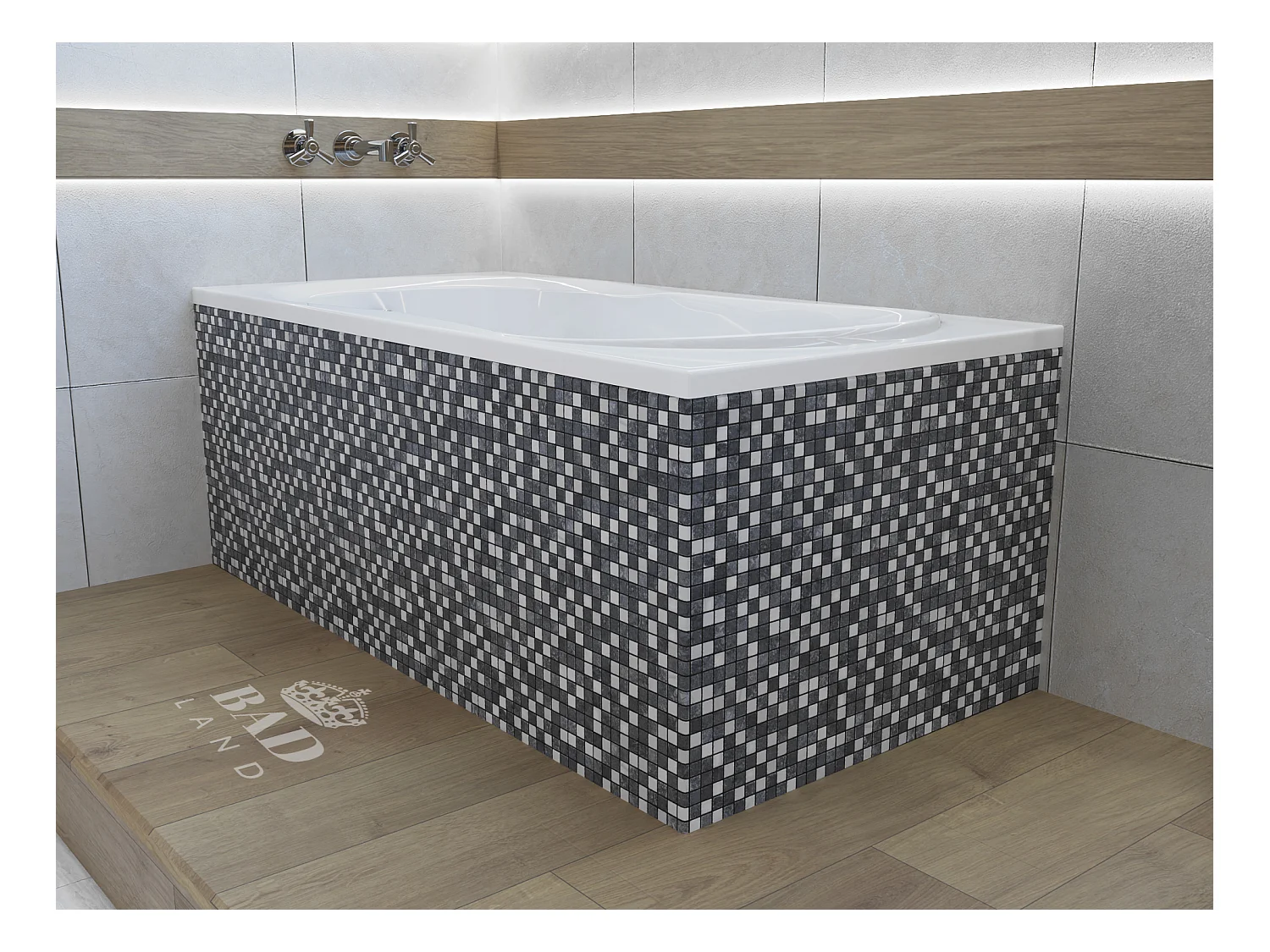 Baignoire rectangulaire 170x75 GRACJA acrylique blanc, sans Habillage + Pieds + Vidage à chromé