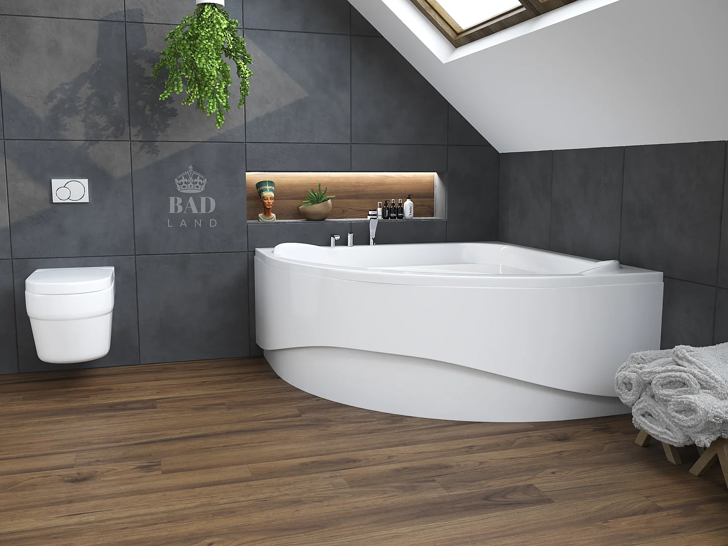 Hoekbad STANDARD 140x140 met acrylrand | Afvoer &amp; poten GRATIS!