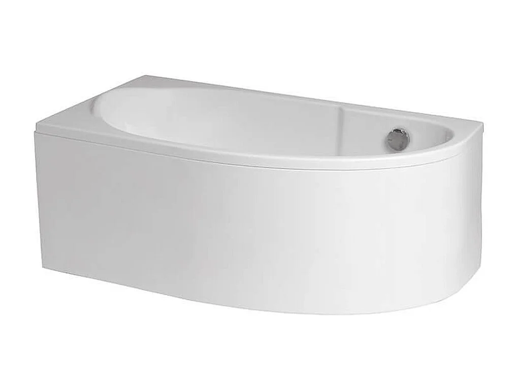 Baignoire asymétrique 140x70 Gauche MIKI acrylique blanc + avec Tablier + Pieds + Vidage à chromé