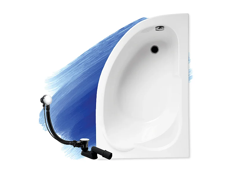 Hoekbad STANDARD 130x85 rechts | Afvoer &amp; poten GRATIS!