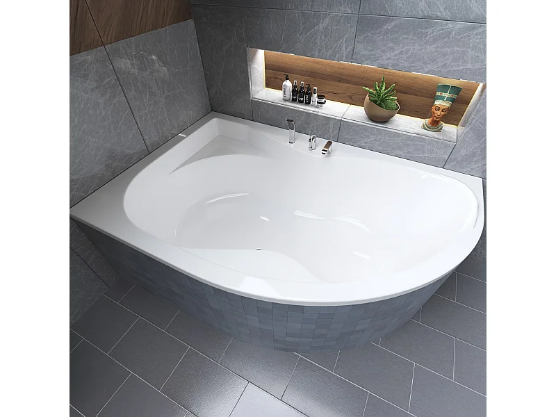 Badewanne Eckwanne DORA 170x110 Links mit Styroporverkleidung | Ablauf & Füße GRATIS !