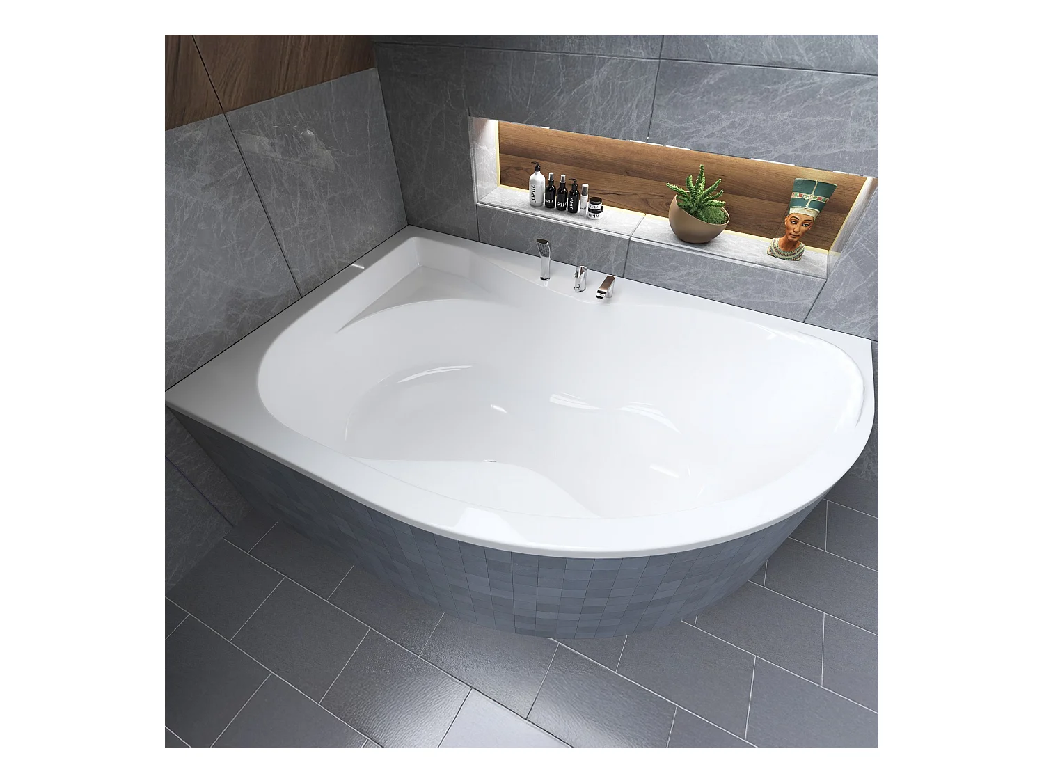 Badewanne Eckwanne DORA 170x110 Links mit Styroporverkleidung | Ablauf & Füße GRATIS !