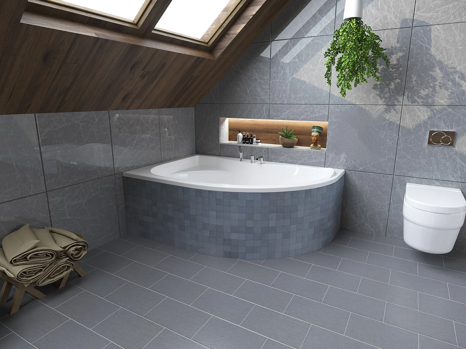 Baignoire asymétrique 170x110 Gauche DORA acrylique blanc + Habillage en polystyrène + Pieds + Vidage à chromé