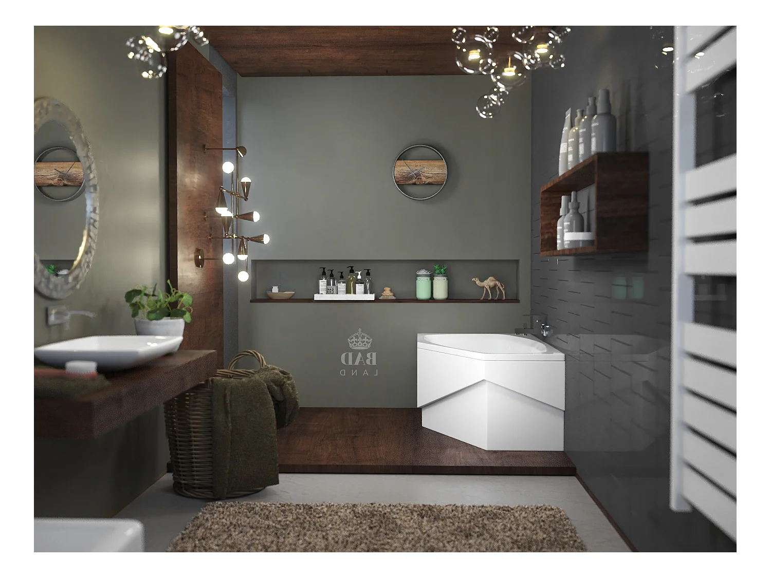 Baignoire asymétrique 140x80 Gauche MARIKA acrylique blanc + avec Tablier + Pieds + Vidage à chromé