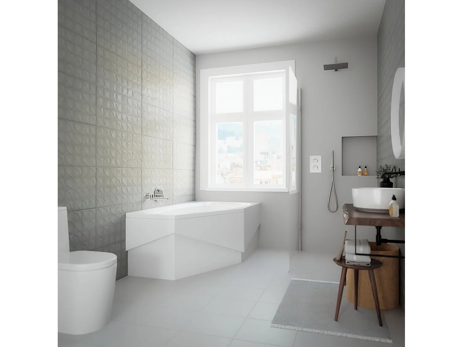 Badewanne Eckwanne MARIKA 140x80 Links mit AcrylSchürze | Ablauf & Füße GRATIS !