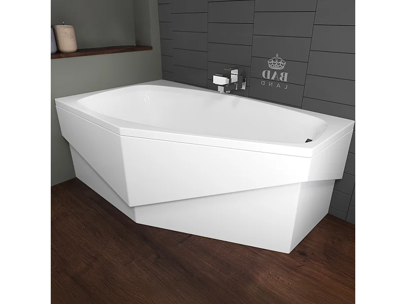 Hoekbad MARIKA 140x80 links met acrylschort | Afvoer &amp; voeten GRATIS!