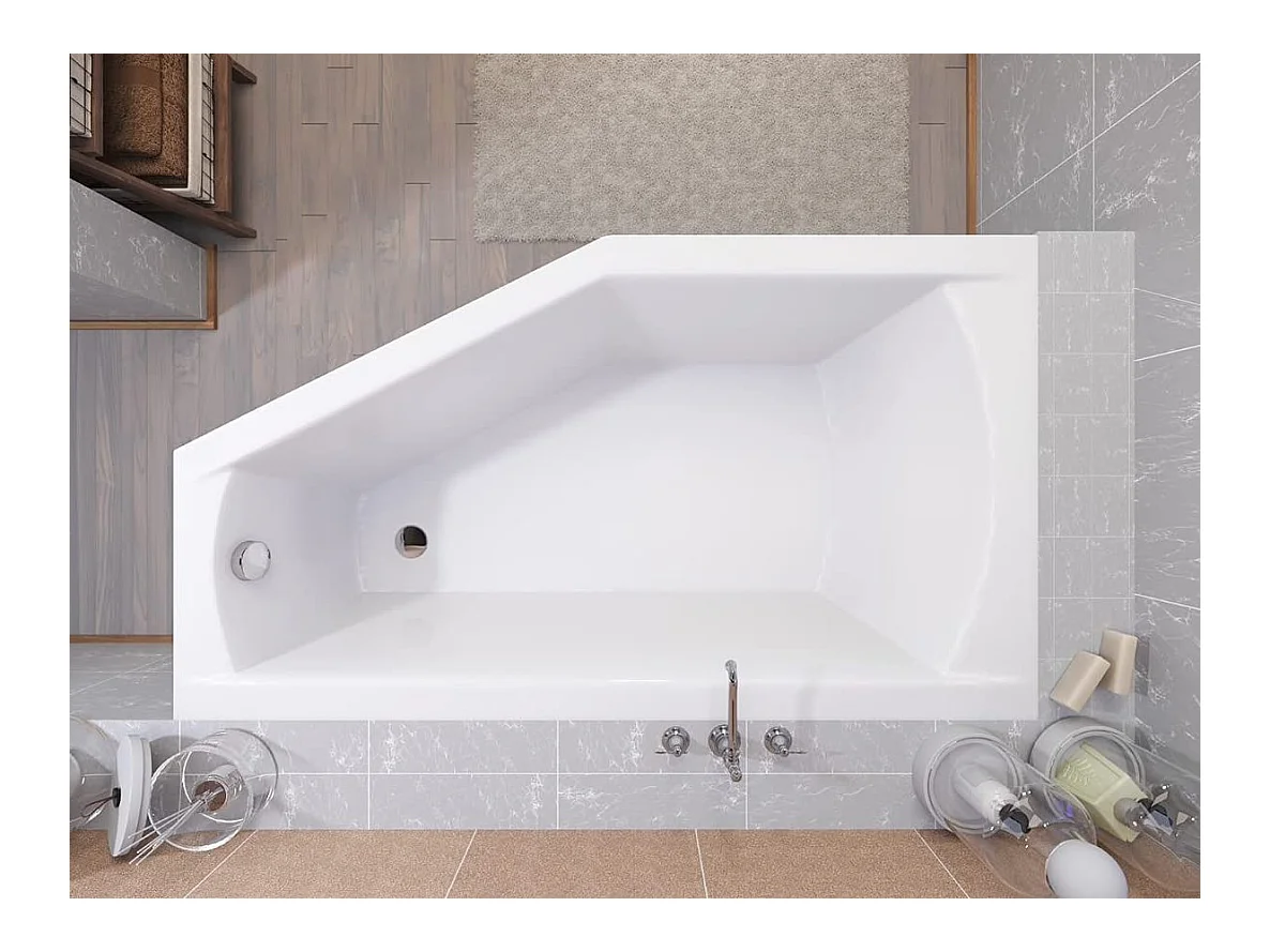 Badewanne Eckwanne SELENA 150x90 Links mit Styroporverkleidung | Ablauf & Füße GRATIS !