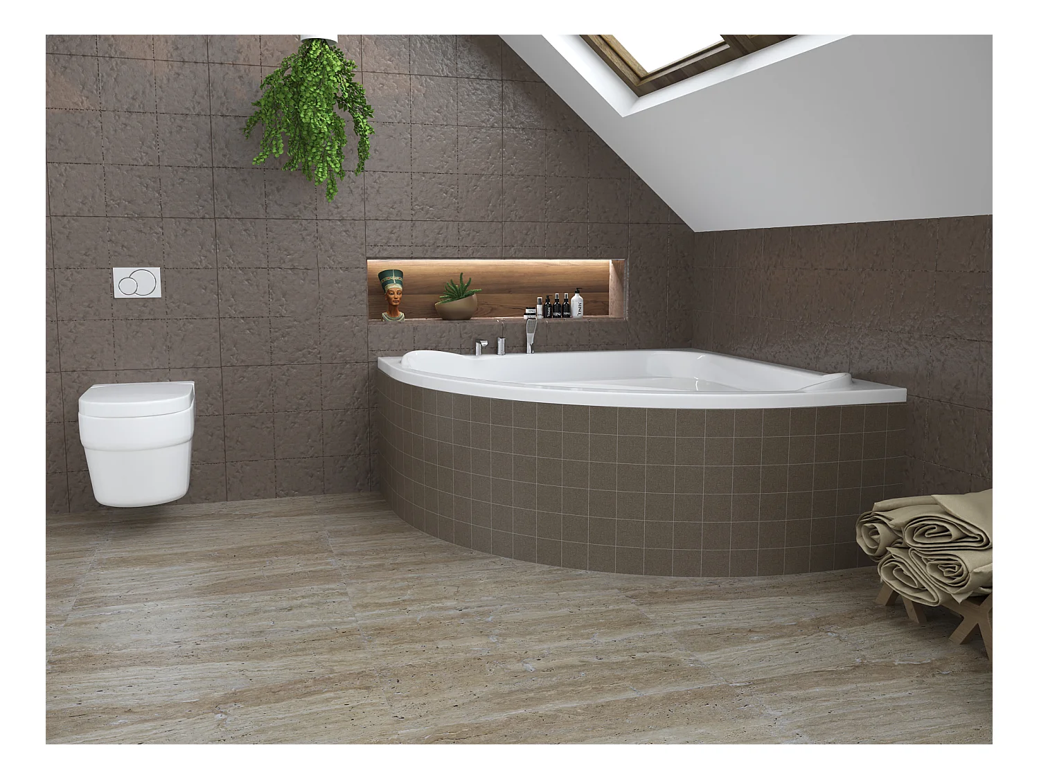 Baignoire asymétrique 140x140 STANDARD acrylique blanc, sans Habillage + Pieds + Vidage à chromé