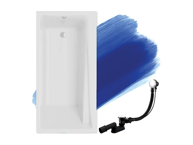 Baignoire rectangulaire 140x70 ELZA acrylique blanc, sans Habillage + Pieds + Vidage à chromé