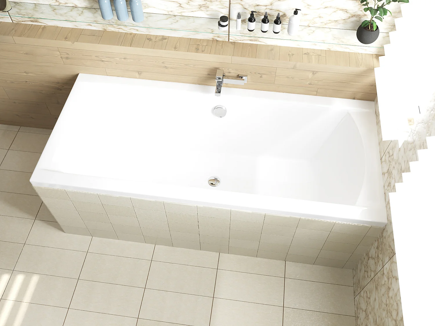 Badewanne Rechteck INES 160x75 mit Wannenträger | Ablauf & Füße GRATIS !