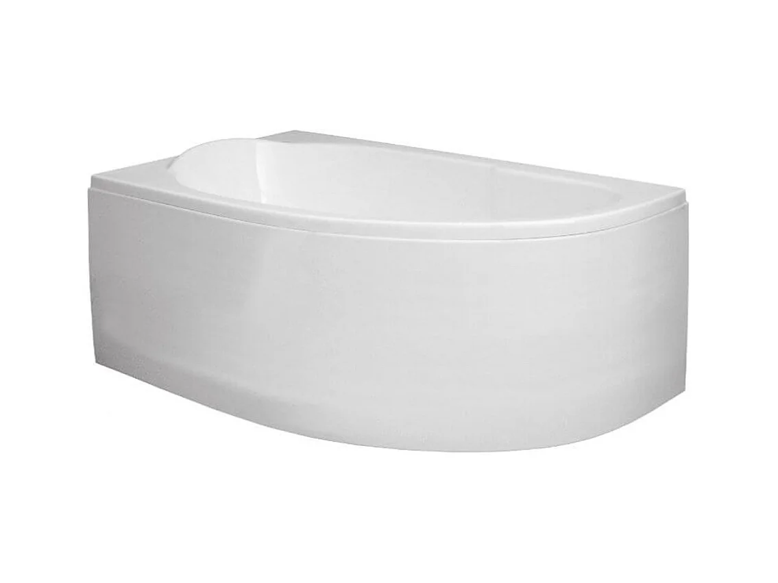 Baignoire asymétrique 145x85 Gauche MIKI acrylique blanc + avec Tablier + Pieds + Vidage à chromé