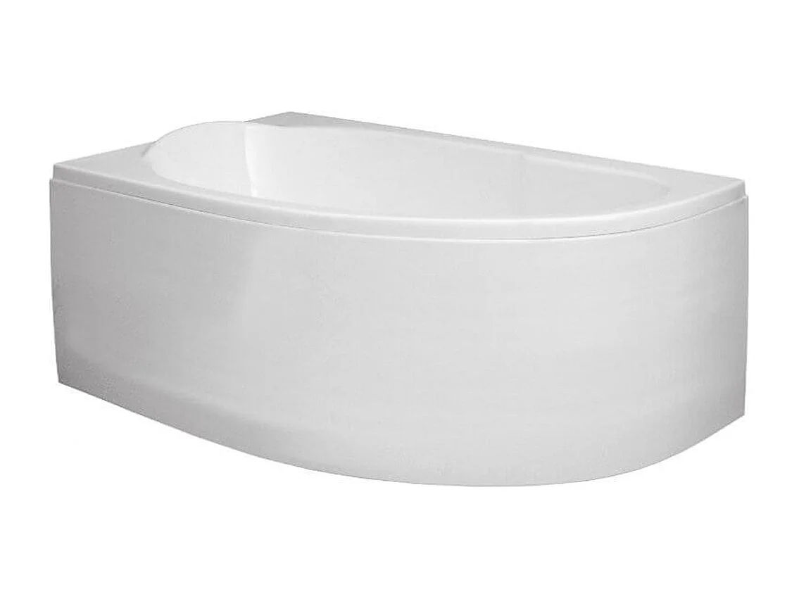 Baignoire asymétrique 145x85 Gauche MIKI acrylique blanc + avec Tablier + Pieds + Vidage à chromé