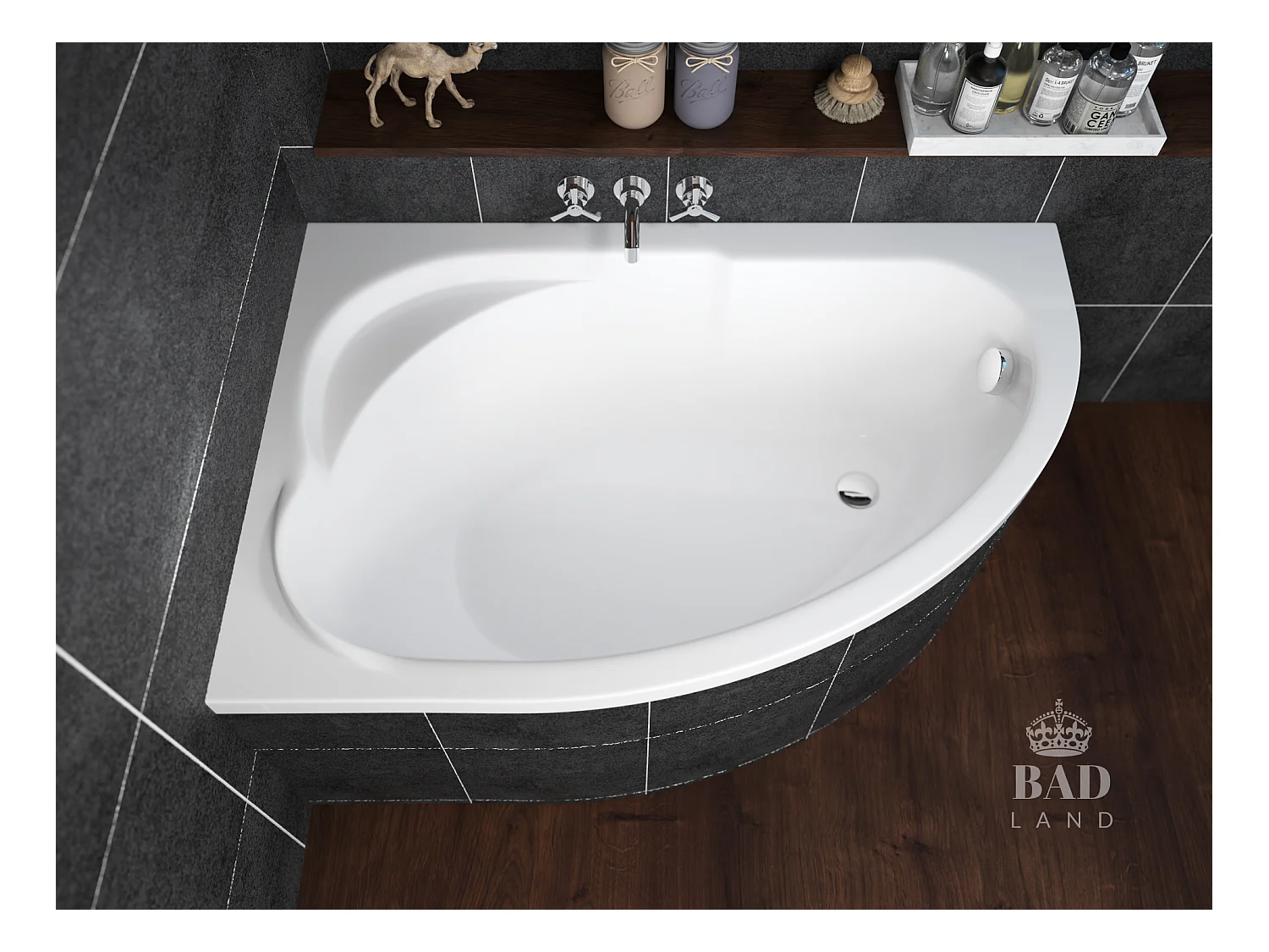 Badewanne Eckwanne STANDARD 130x85 Links | Ablauf & Füße GRATIS !