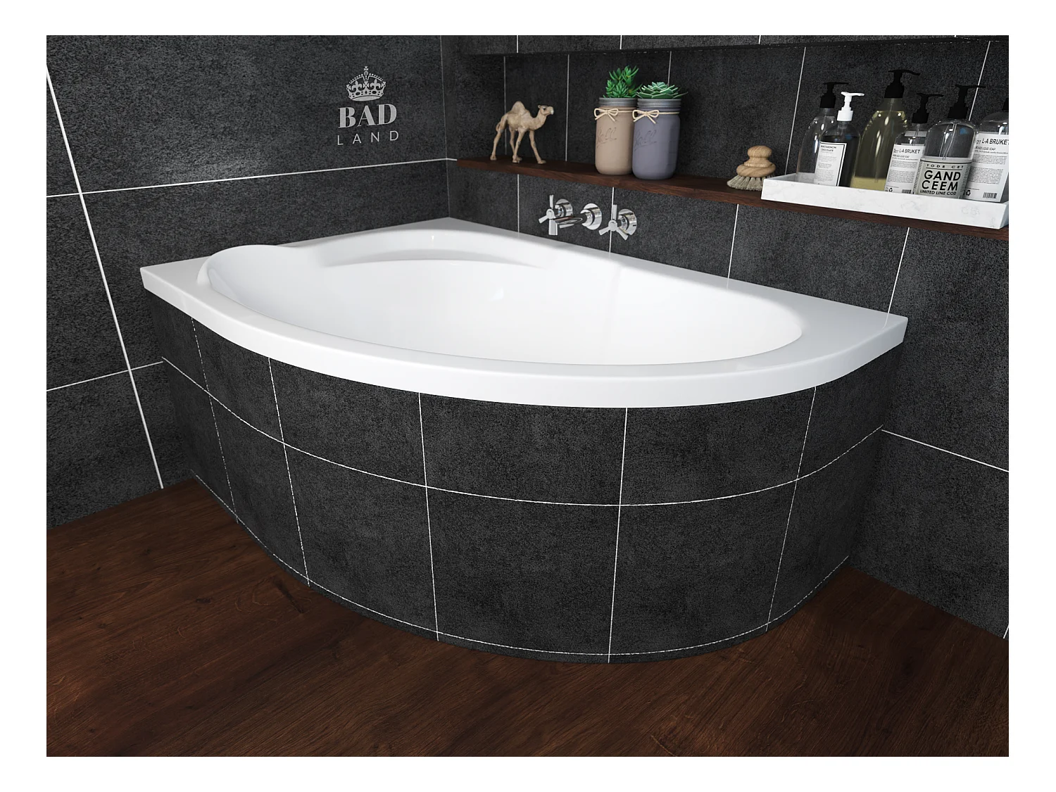 Badewanne Eckwanne STANDARD 130x85 Links | Ablauf & Füße GRATIS !