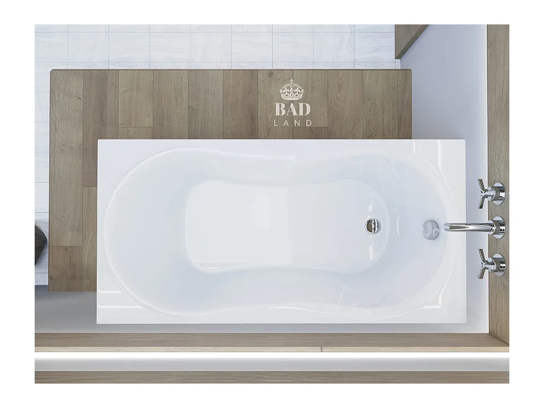 Baignoire rectangulaire 120x75 GRACJA acrylique blanc + avec Tablier + Pieds + Vidage à chromé