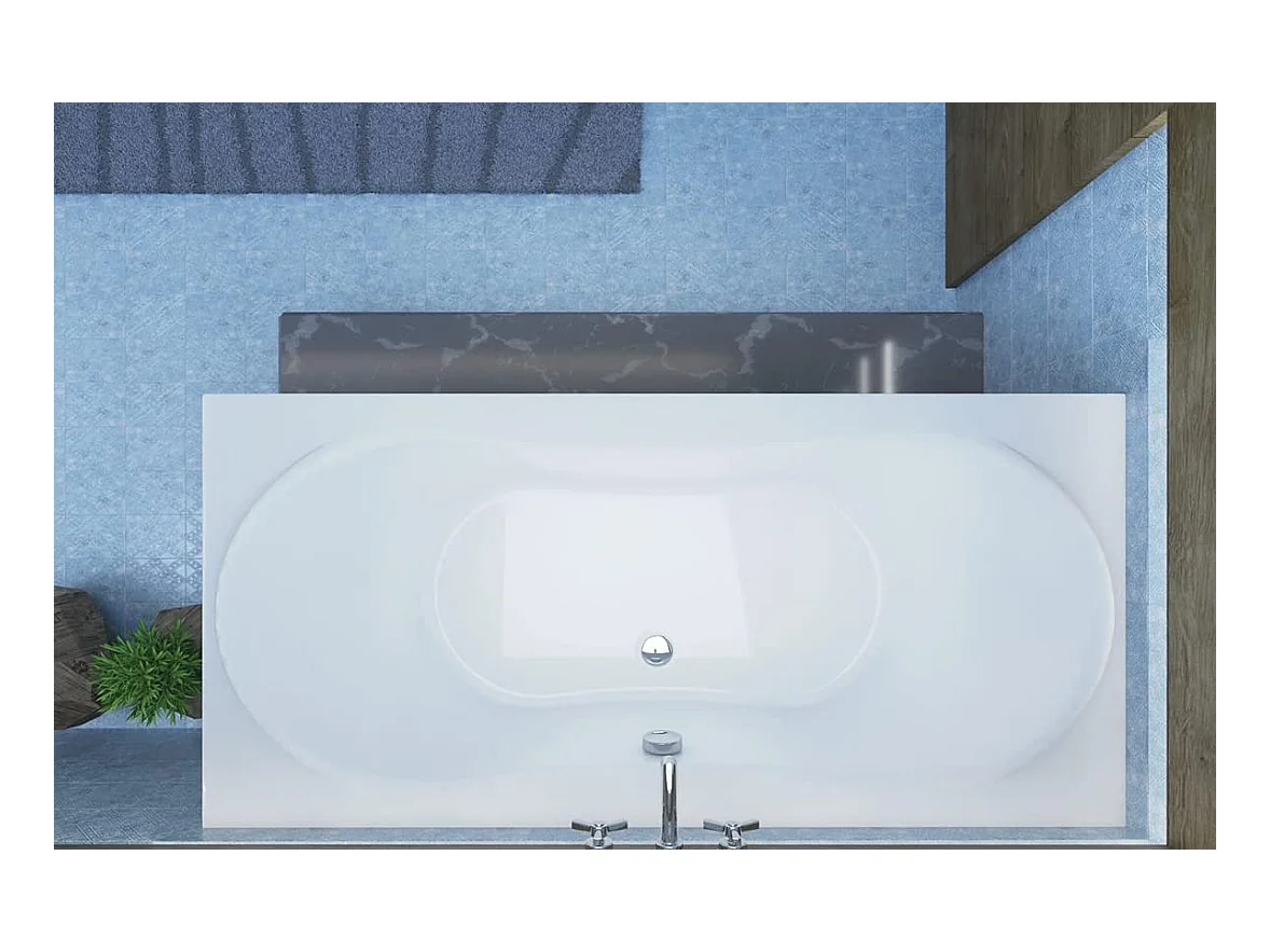 Baignoire rectangulaire 180x80 LONG acrylique blanc + Support stabilisateur en polystyrène + Pieds + Vidage à chromé