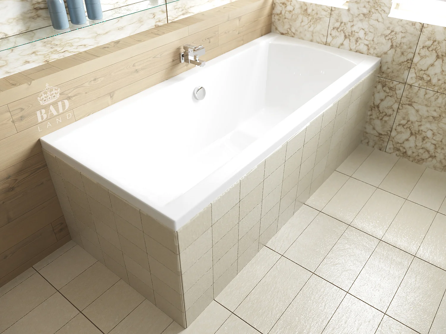Badewanne Rechteck INES 180x80 | Ablauf & Füße GRATIS !