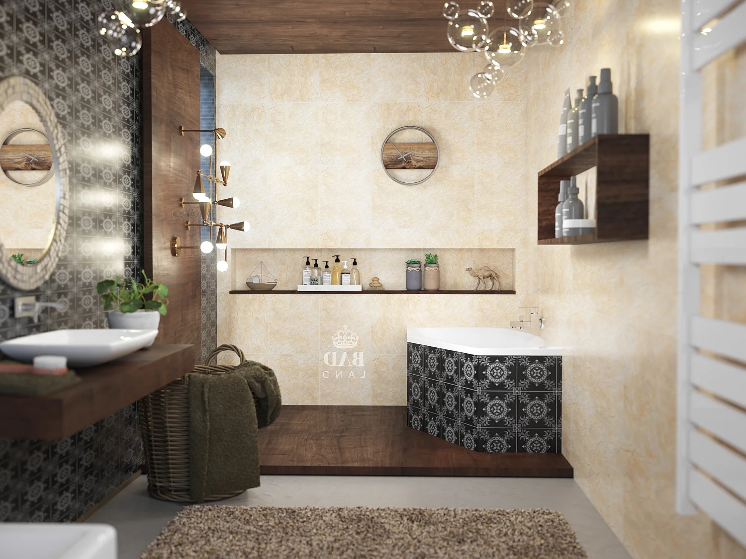 Baignoire asymétrique 140x80 Gauche MARIKA acrylique blanc + Habillage en polystyrène + Pieds + Vidage à chromé