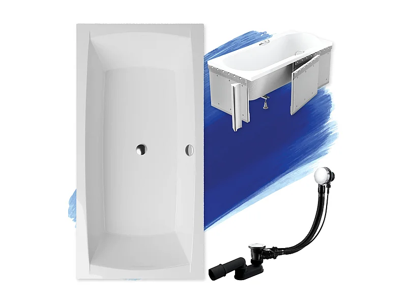 Rechthoekige badkuip APRI 140x70 met piepschuim bekleding | Afvoer &amp; poten GRATIS!