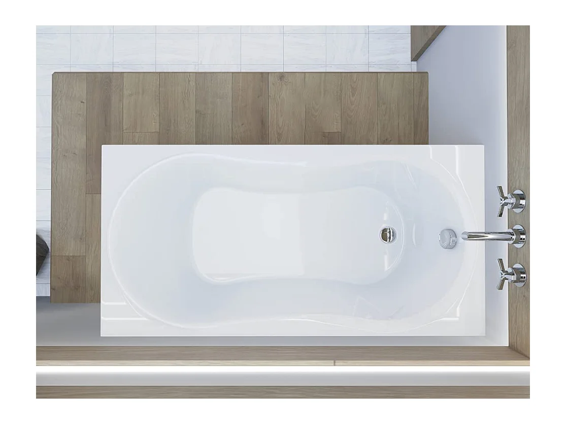 Baignoire rectangulaire 160x70 GRACJA acrylique blanc + Habillage en polystyrène + Pieds + Vidage à chromé