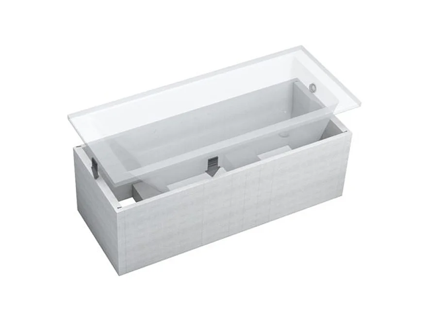 Baignoire rectangulaire 180x80 CLASSIC SLIM acrylique blanc + Support stabilisateur en polystyrène + Pieds + Vidage à chromé