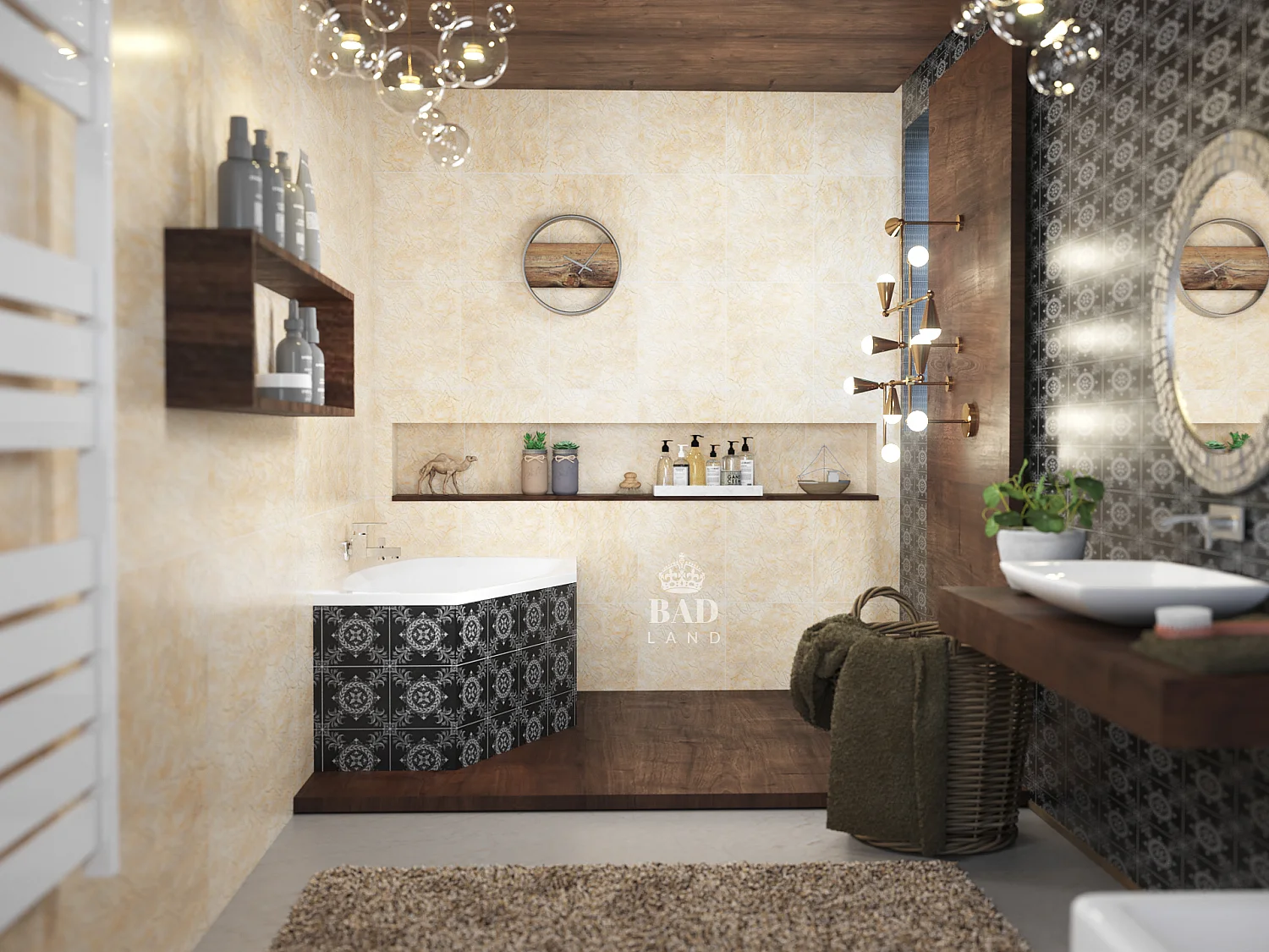 Baignoire asymétrique 140x80 Droite MARIKA acrylique blanc + Habillage en polystyrène + Pieds + Vidage à chromé