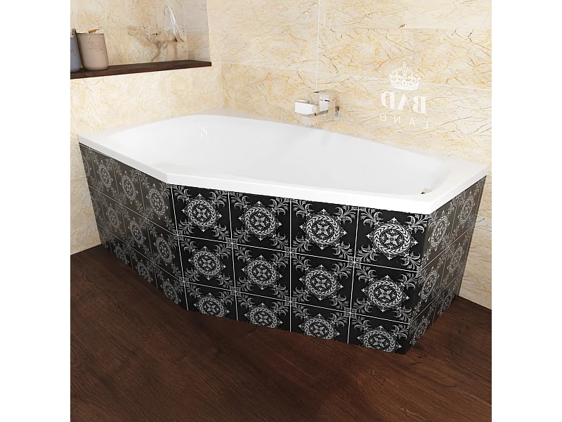 Baignoire asymétrique 140x80 Droite MARIKA acrylique blanc + Habillage en polystyrène + Pieds + Vidage à chromé