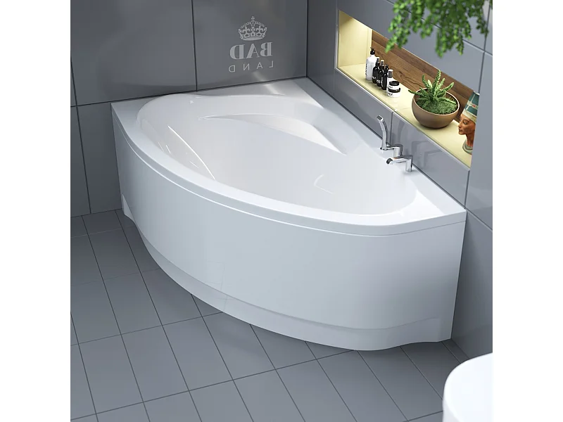 Badewanne Eckwanne MAREA 150x100 Links mit AcrylSchürze | Ablauf & Füße GRATIS !