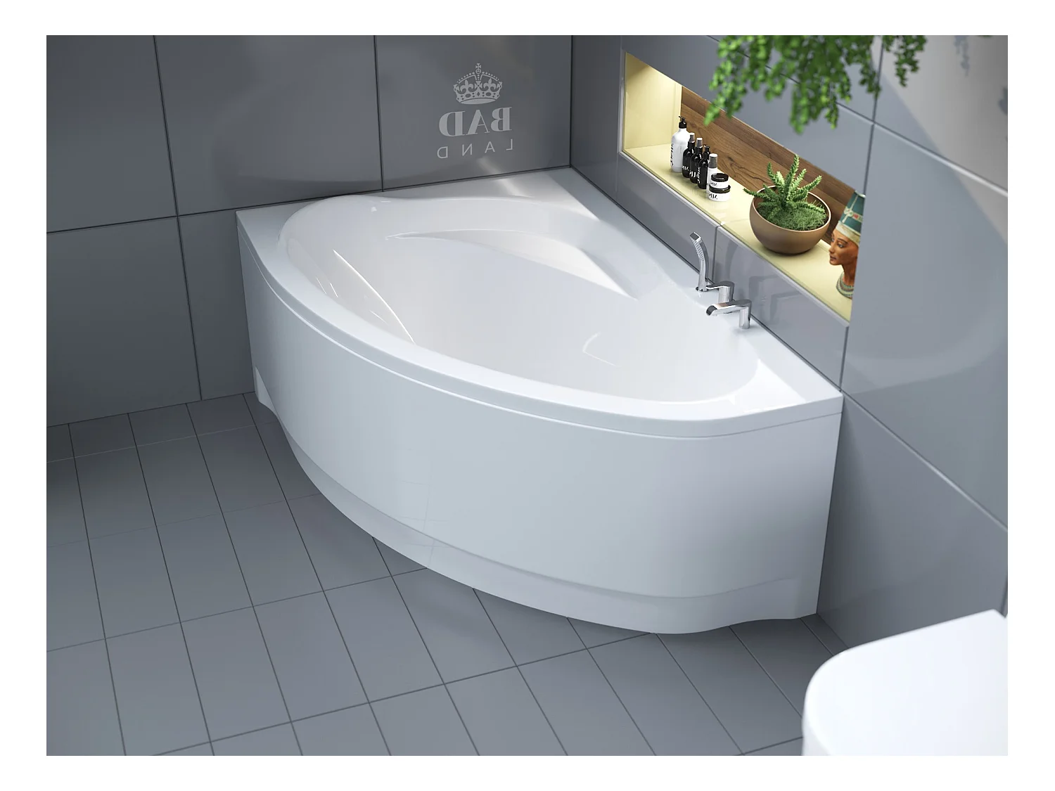 Badewanne Eckwanne MAREA 150x100 Links mit AcrylSchürze | Ablauf & Füße GRATIS !