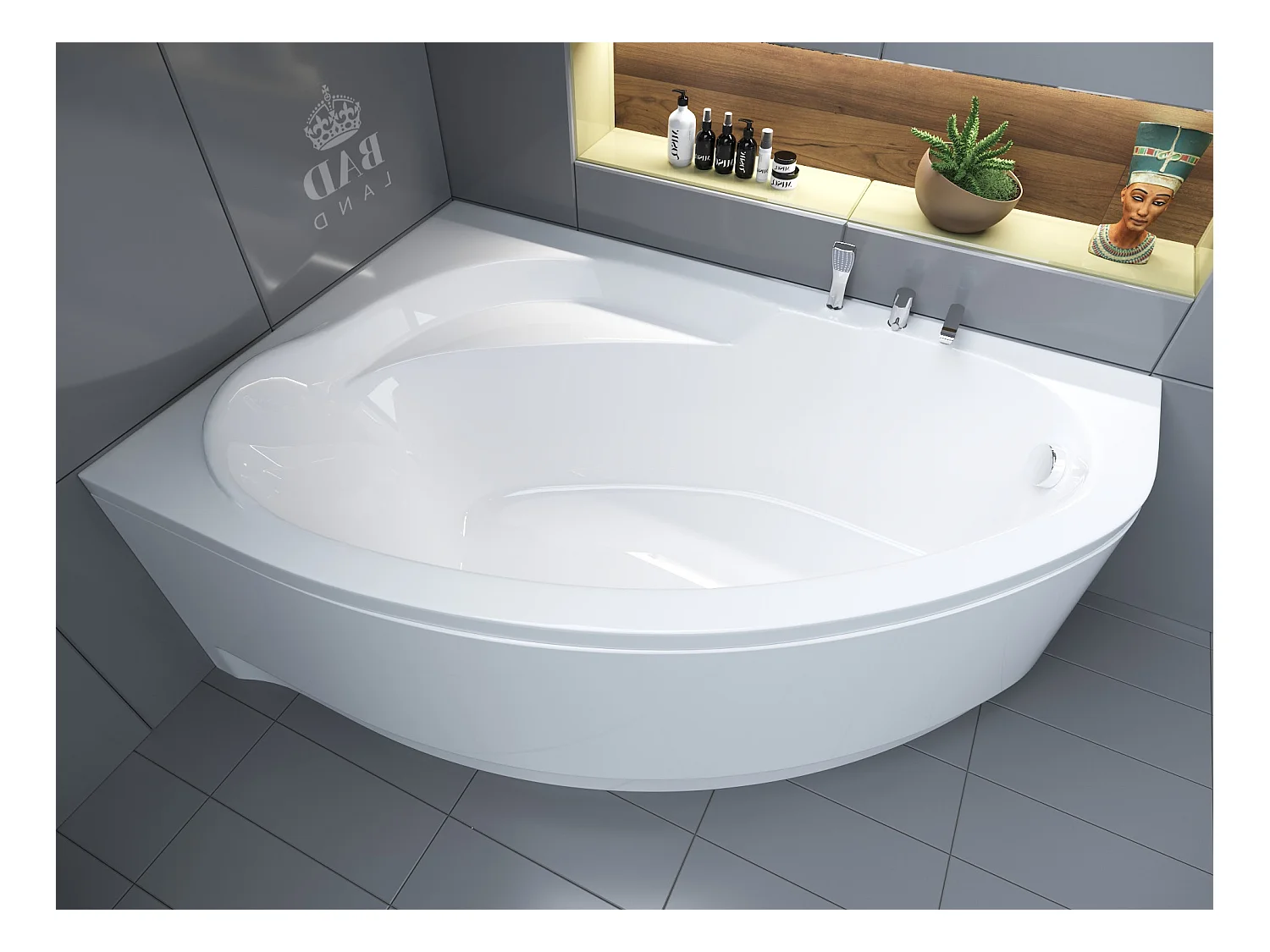 Badewanne Eckwanne MAREA 150x100 Links mit AcrylSchürze | Ablauf & Füße GRATIS !