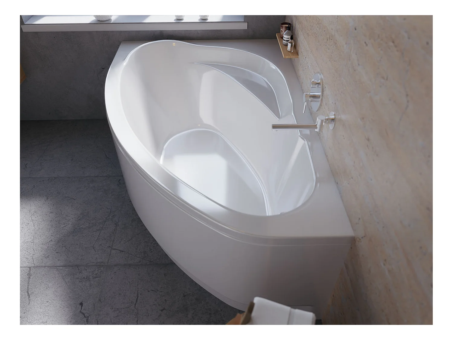 Badewanne Eckwanne MAREA 150x100 Links mit AcrylSchürze | Ablauf & Füße GRATIS !