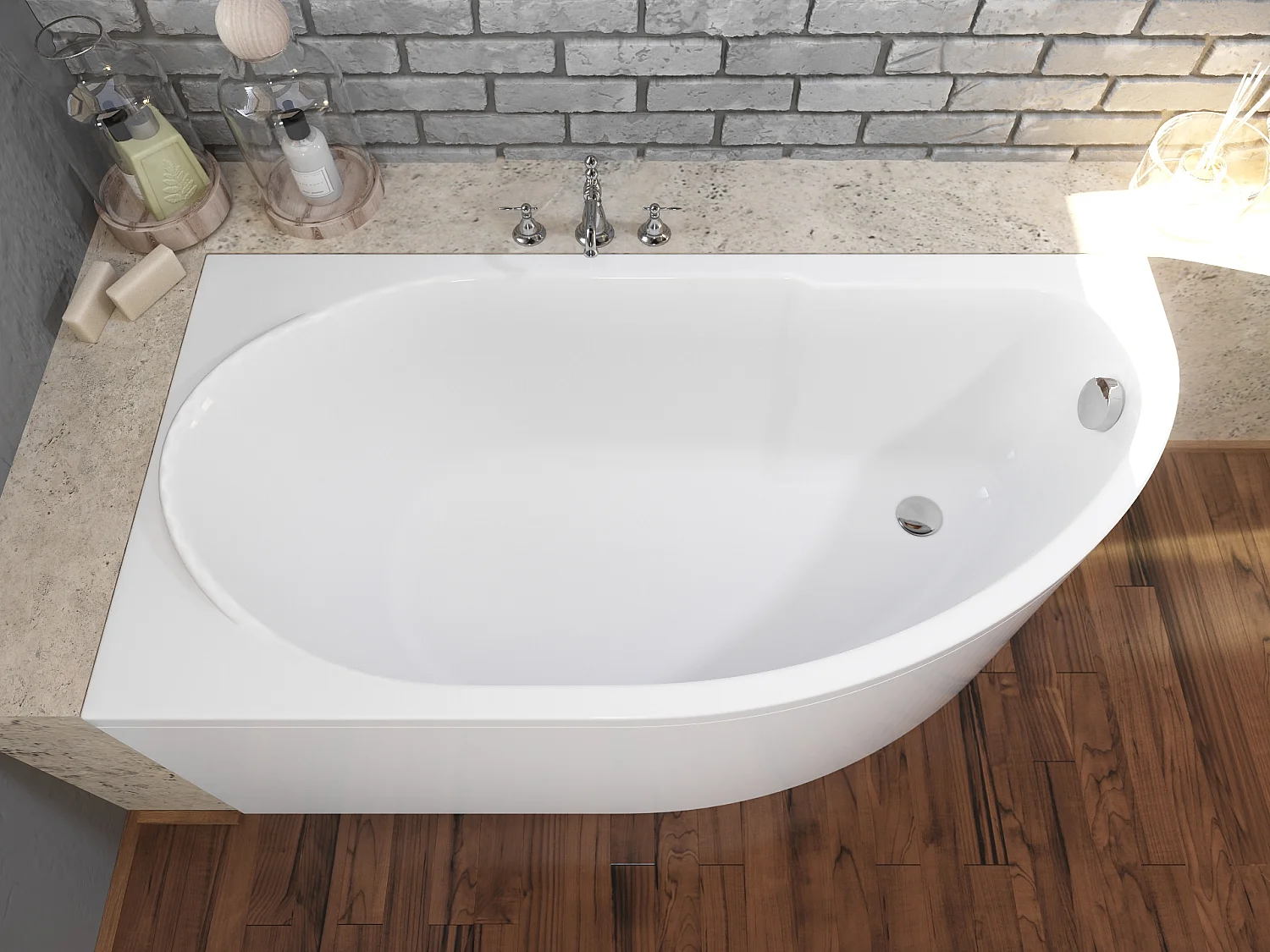 Badewanne Eckwanne MIKI 145x85 Links | Ablauf & Füße GRATIS !