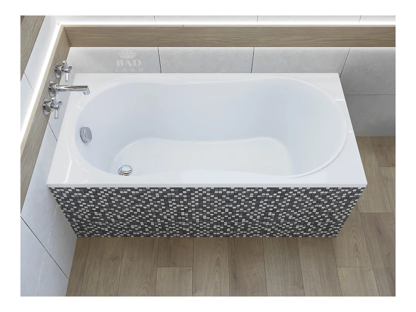 Baignoire rectangulaire 140x70 GRACJA acrylique blanc, sans Habillage + Pieds + Vidage à chromé