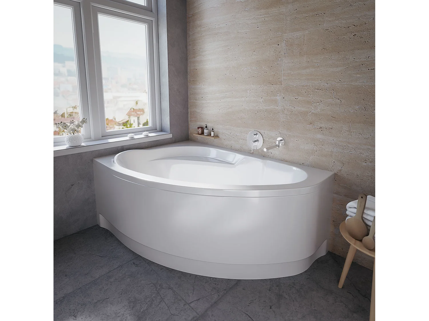 Badewanne Eckwanne MAREA 150x100 Links | Ablauf & Füße GRATIS !